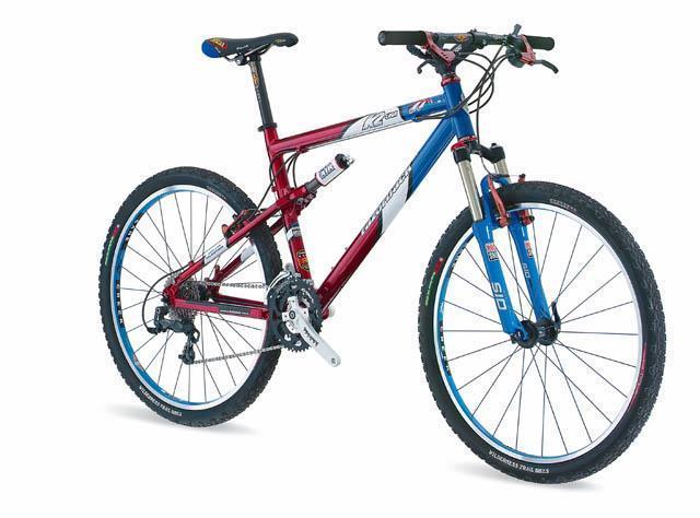 2001 K2 Razorback team sl Blue, White, and Red