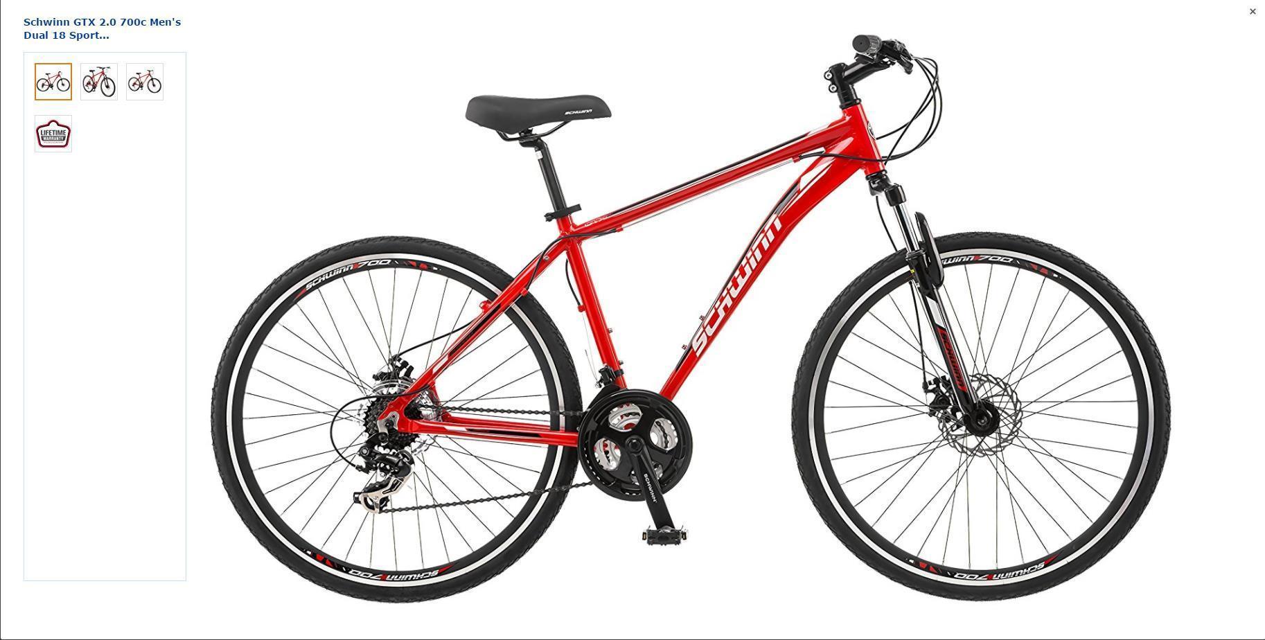 2015 Schwinn Hybrid Bicycle - Schwinn aluminum dual sport frame with Schwinn suspension fork Red