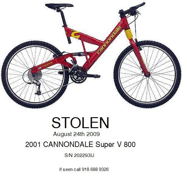 2001 Cannondale Super V 800  Red