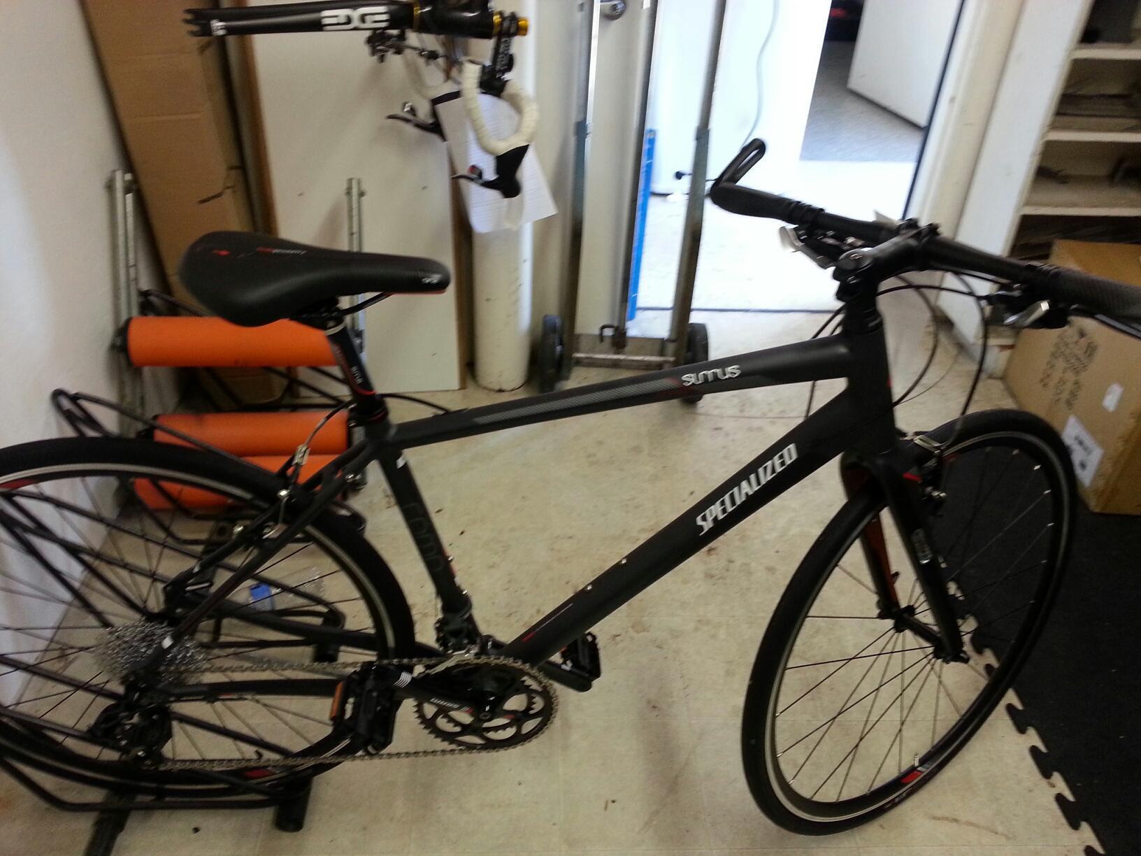 2014 Specialized Sirrus Comp Black and Red (pre addition of rear rack & bottle holder)