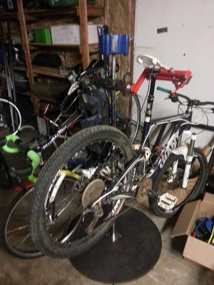 Surly Cross-Check Black and Blue its the bike hanging on the far side of the stand.