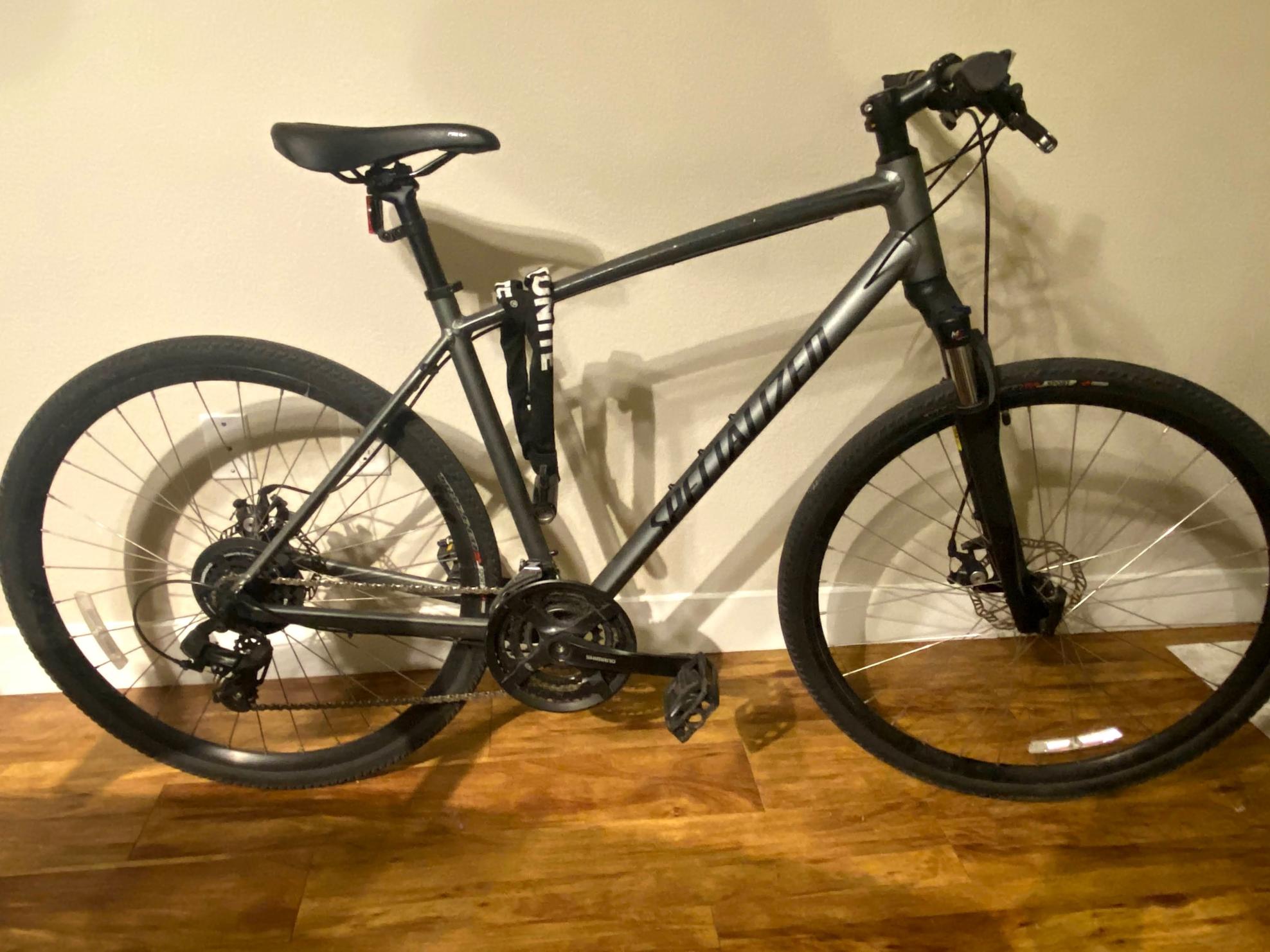 2019 Specialized Crosstrail Disc Brake Hybrid Silver, gray or bare metal