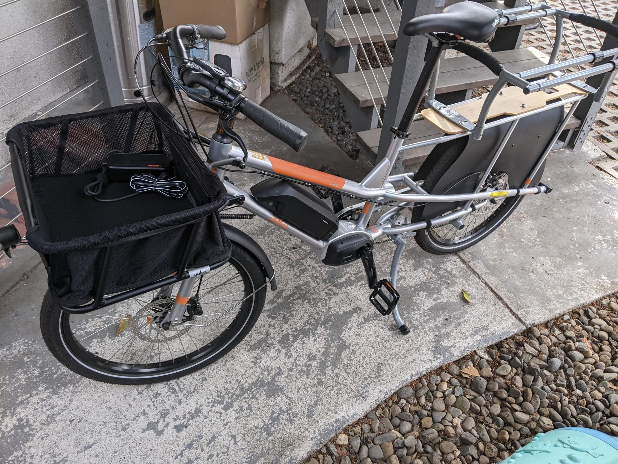 2021 Yuba Kombi E5 cargo bike (rear storage) Silver, gray or bare metal