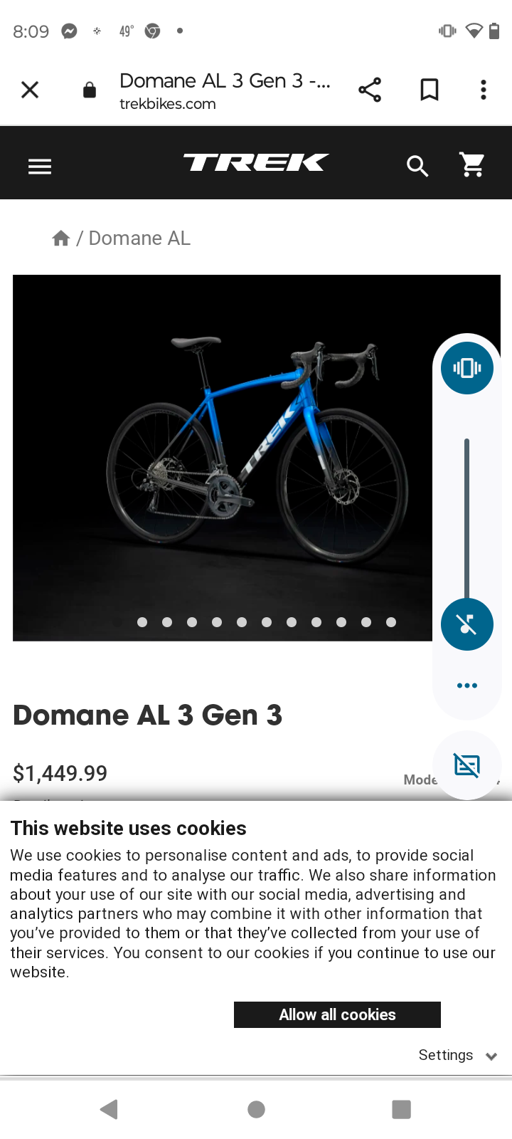 2023 Trek Domane 3 Black and Blue
