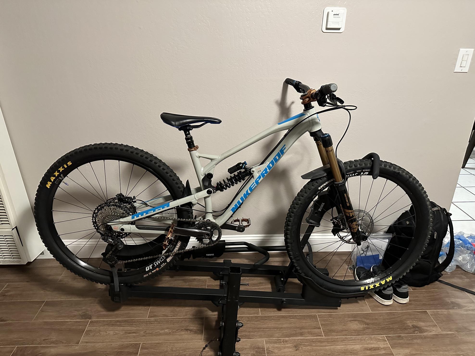 2019 Nukeproof Silver, gray or bare metal and Blue