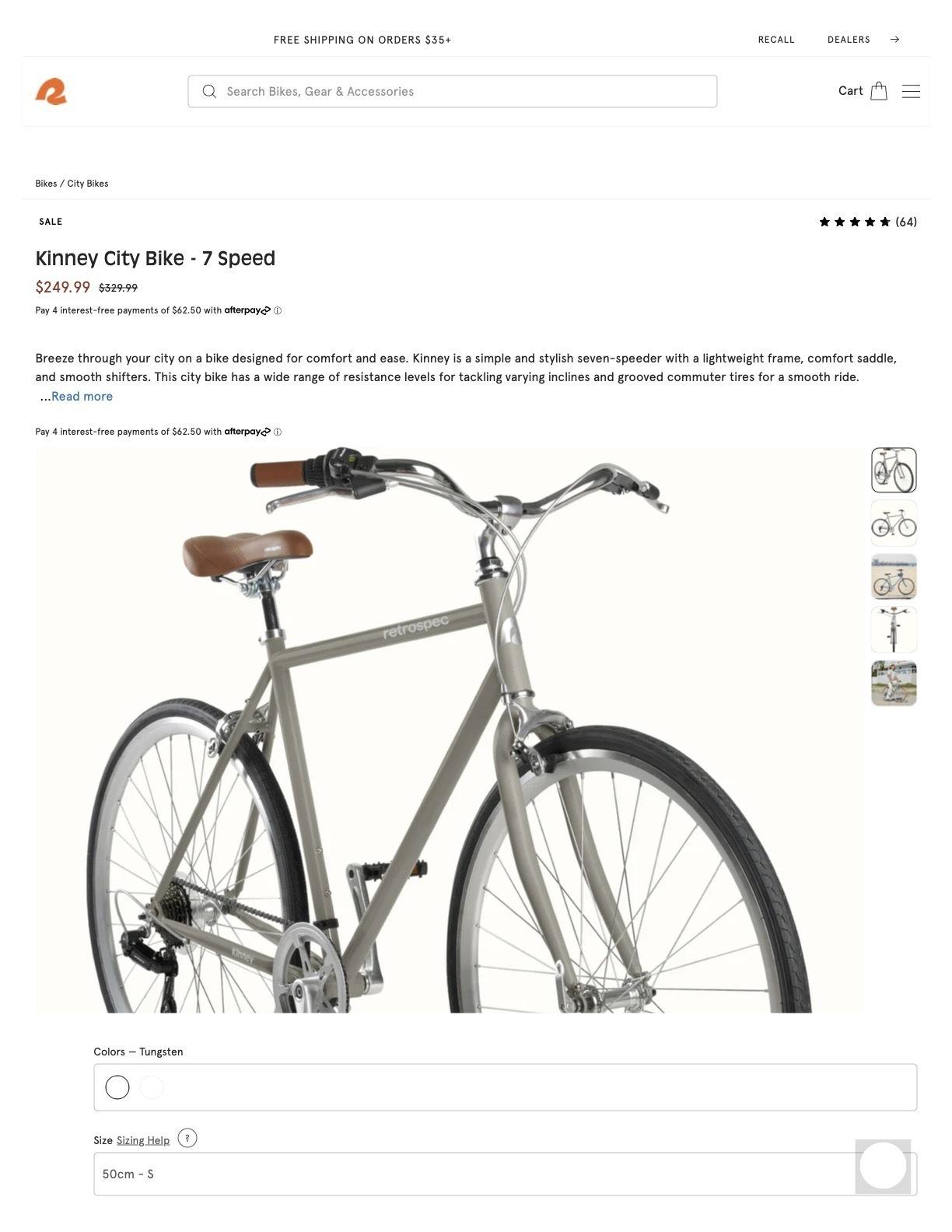 Retrospec Harper Fixie Bike - 7 Speed Silver, gray or bare metal