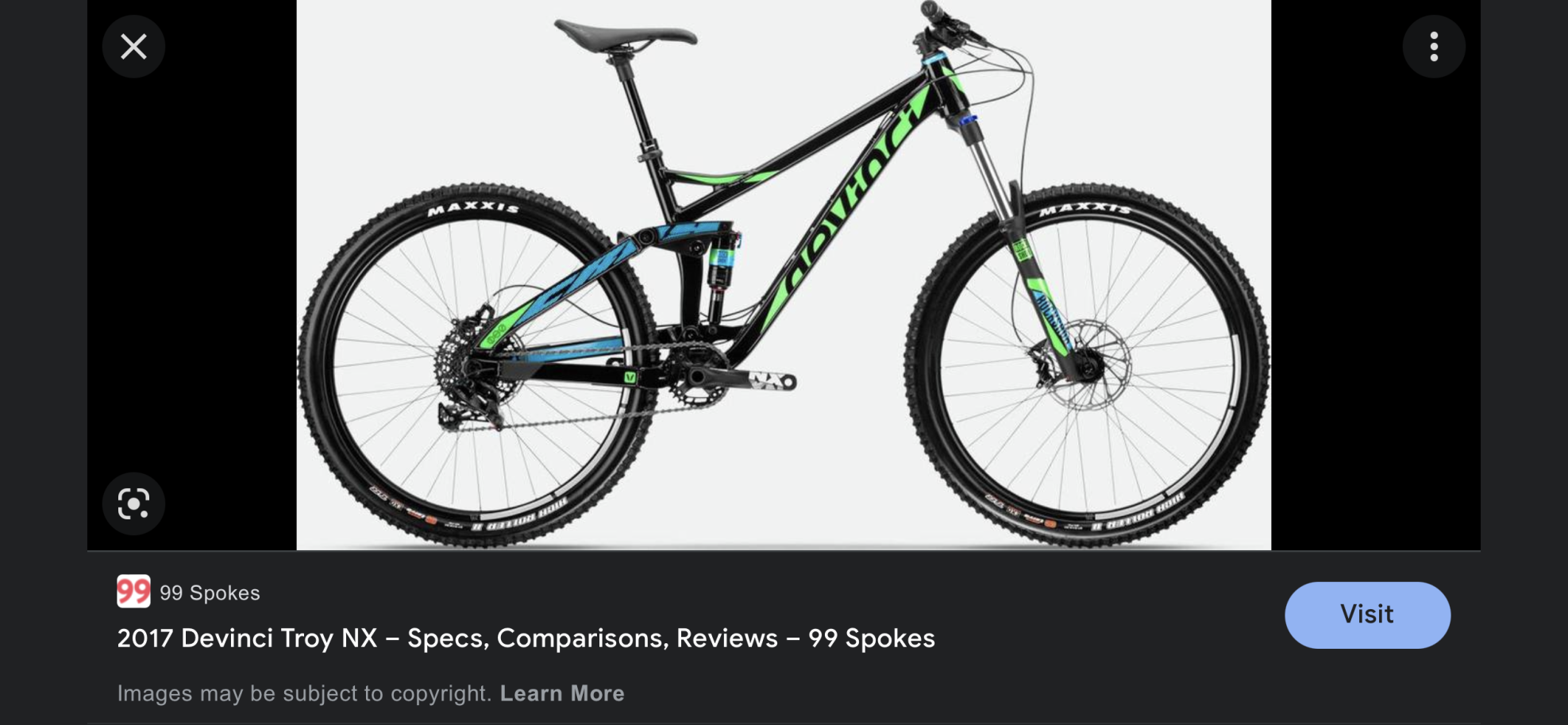 2017 Devinci Troy Black, Green, and Blue