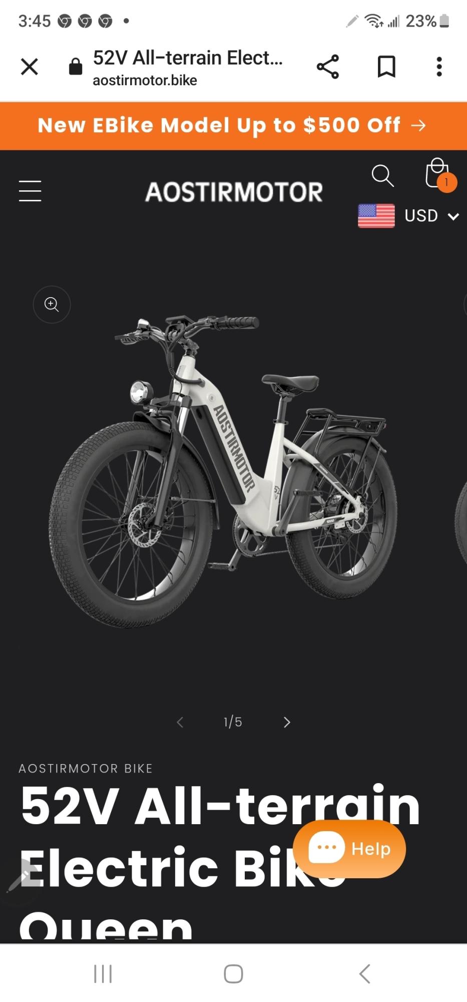 2022 Aostirmotor S07-G e-skateboard (e-unicycle, personal mobility device, etc) White