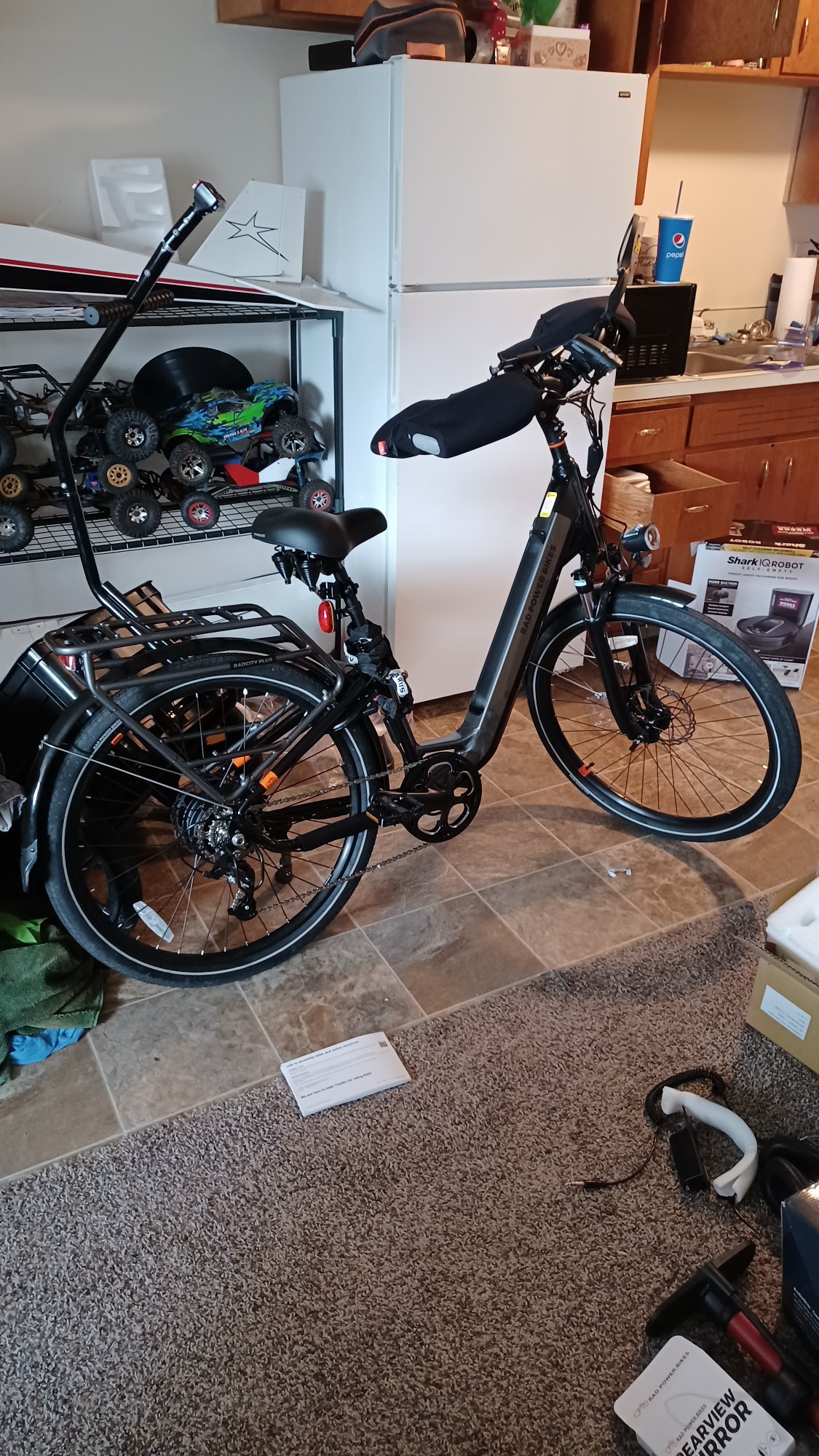 2021 Rad Power Bikes Radcity 5 Plus step-through Black and Silver, gray or bare metal