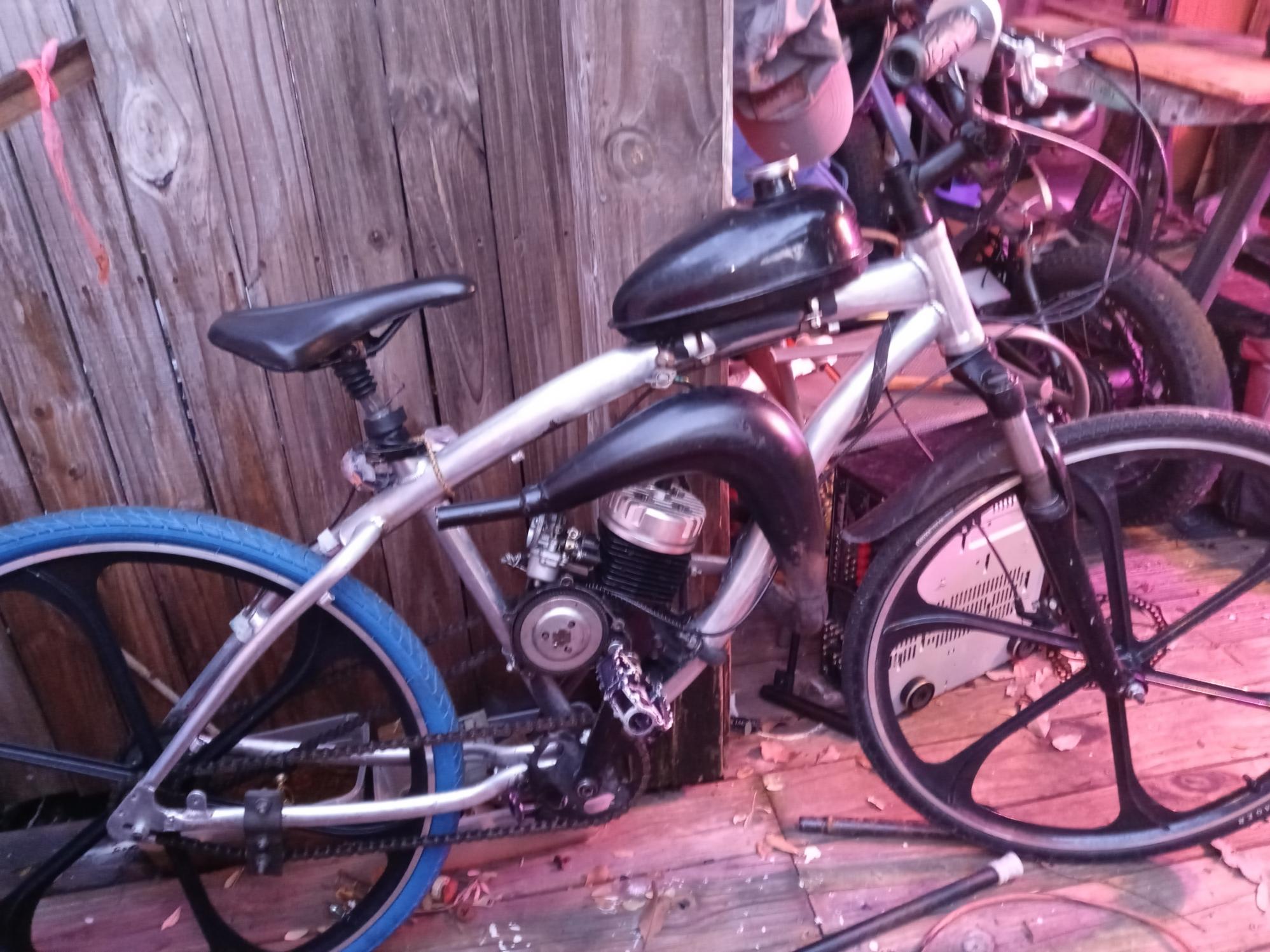 Other Gas motor bicycle with mag wheels exp... e-motorcycle (or e-dirtbike) Silver, gray or bare ...