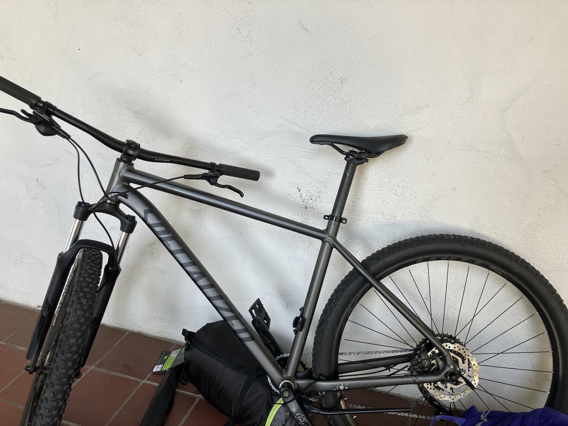 2016 Specialized Rockhopper Black and Silver, gray or bare metal