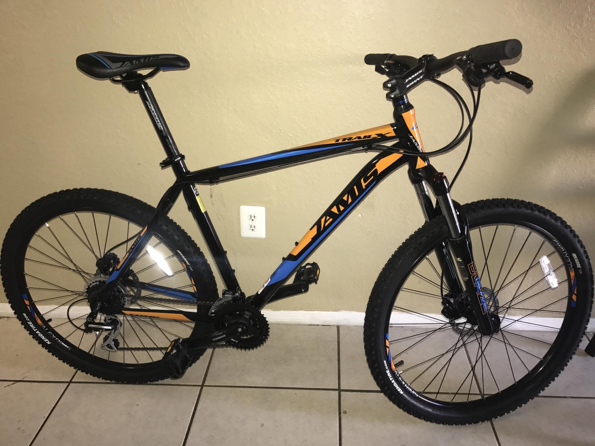 Jamis Blue, Orange, and Black