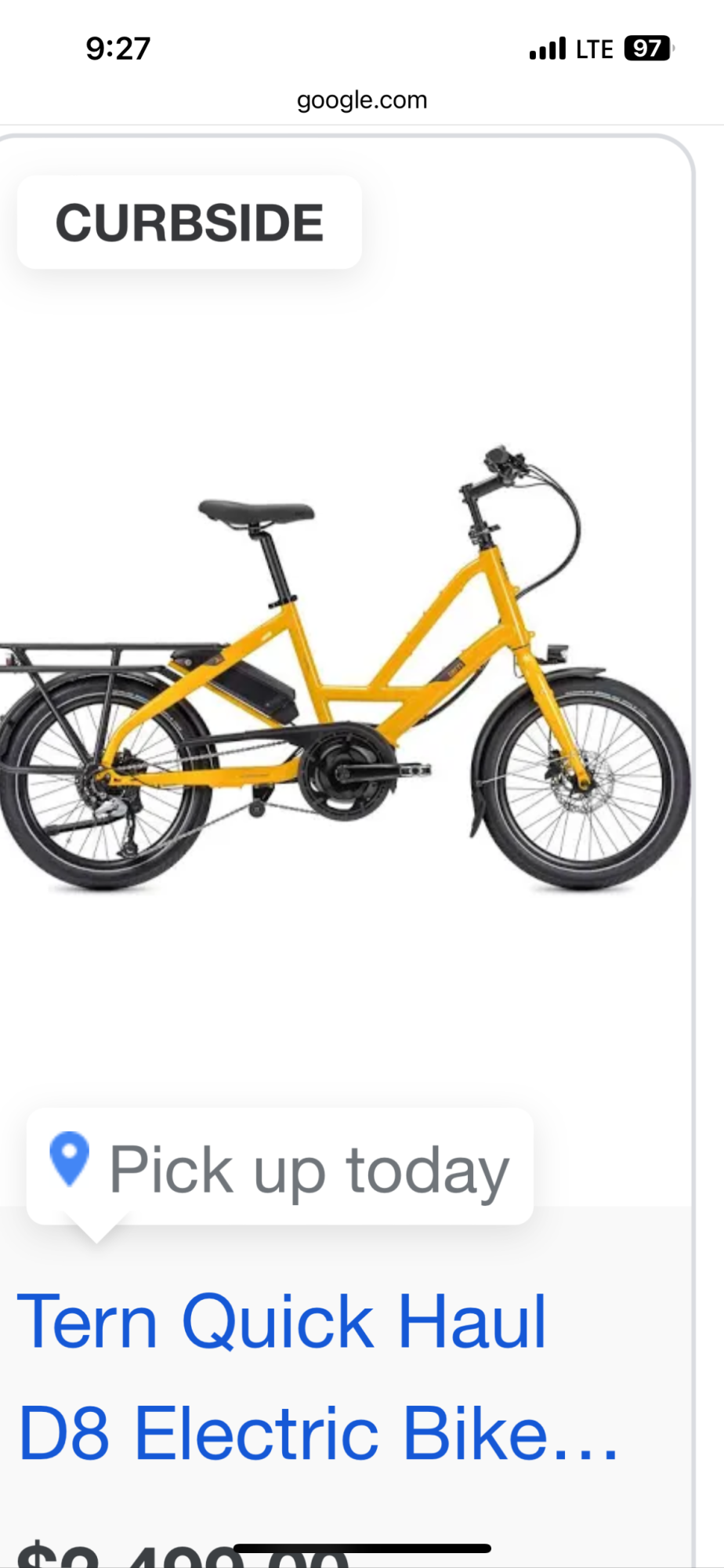 2024 Tern Quickhaul D8 Yellow or Gold