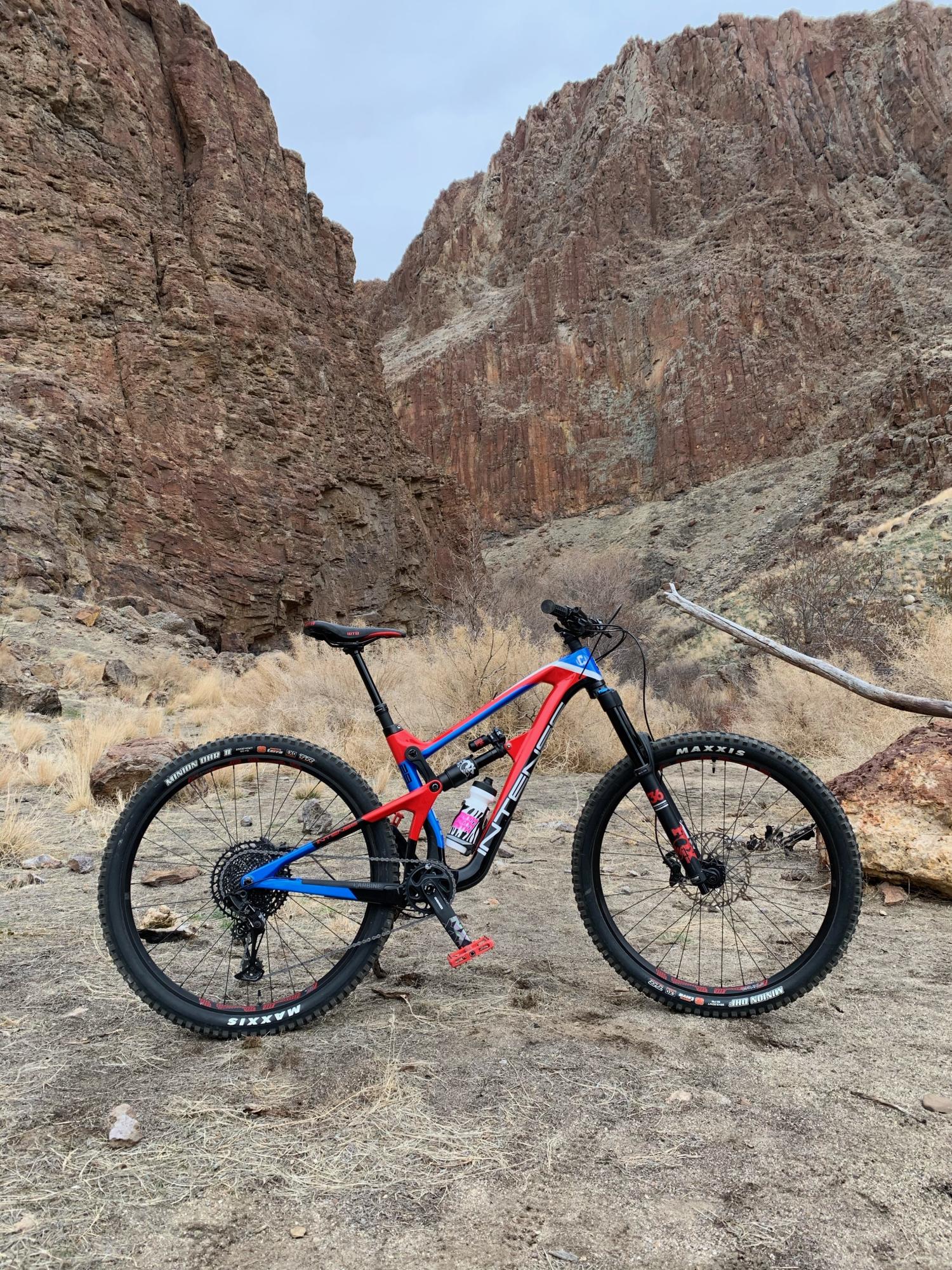 2020 Intense Carbine Red, Blue, and Black