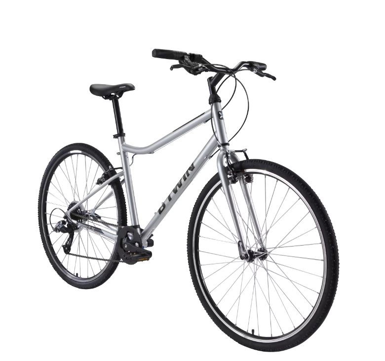 Hybrid Bike - Riverside 120 Riverside 120 Silver, gray or bare metal and Black
