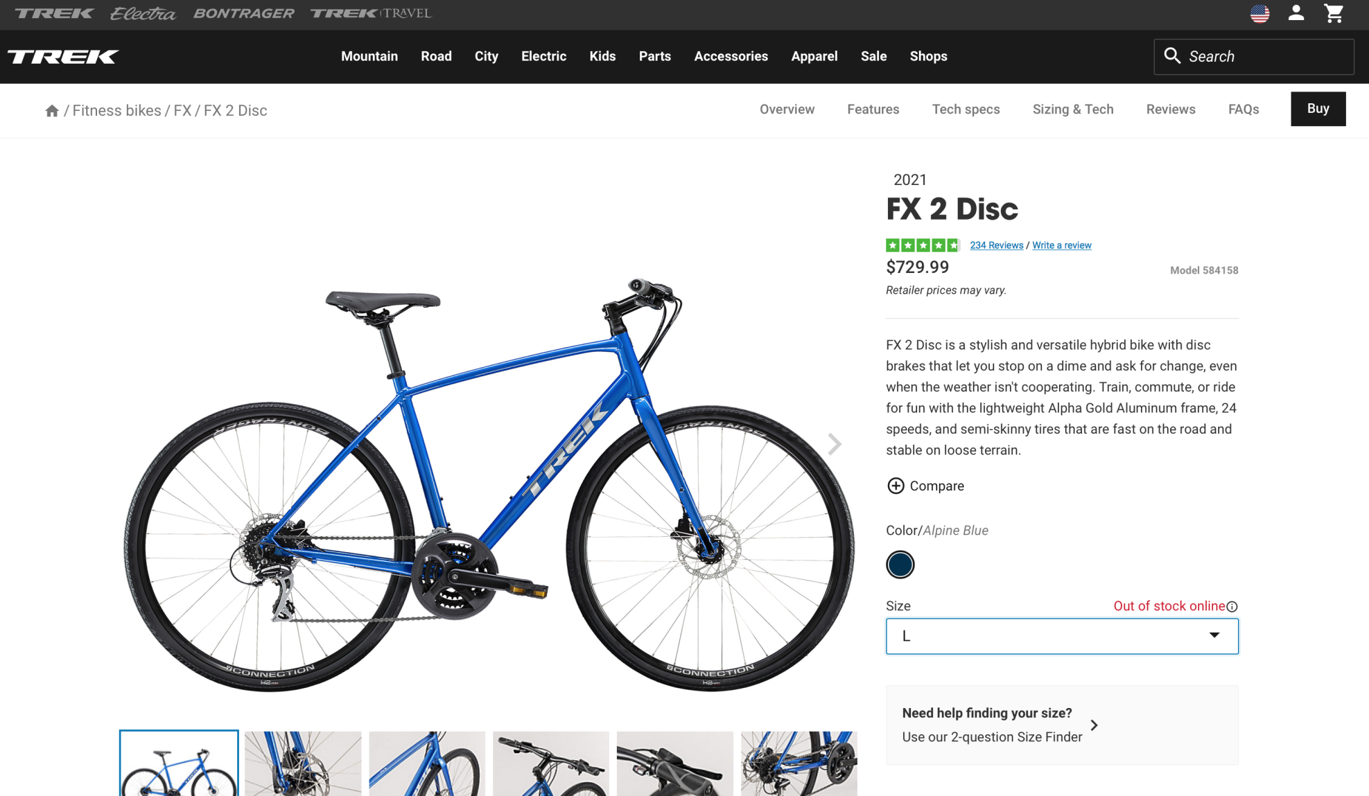 2021 Trek FX2 Blue