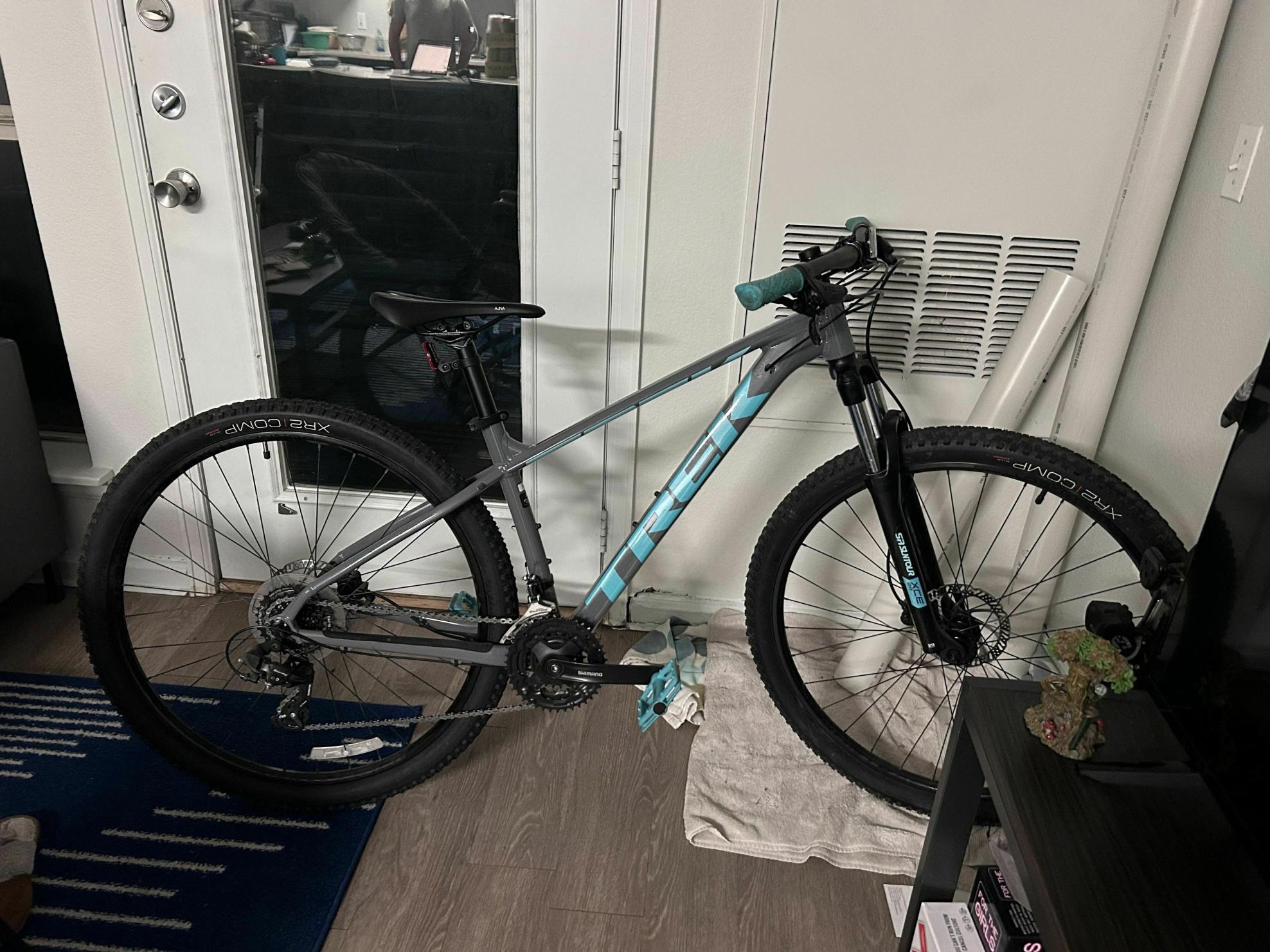 2021 Trek Silver, gray or bare metal and Teal