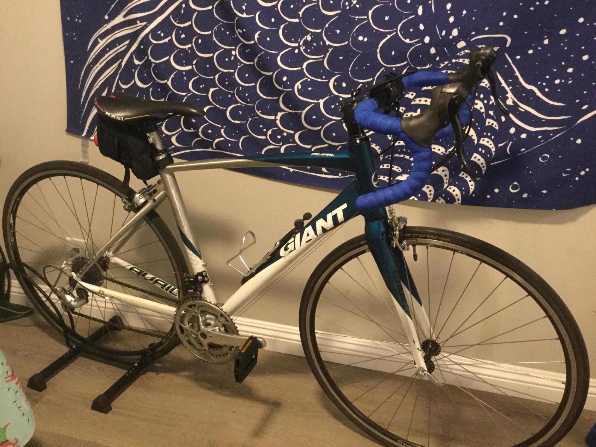 2009 Giant Avail 3 (Teal/Alum/White) Teal, White, and Silver, gray or bare metal