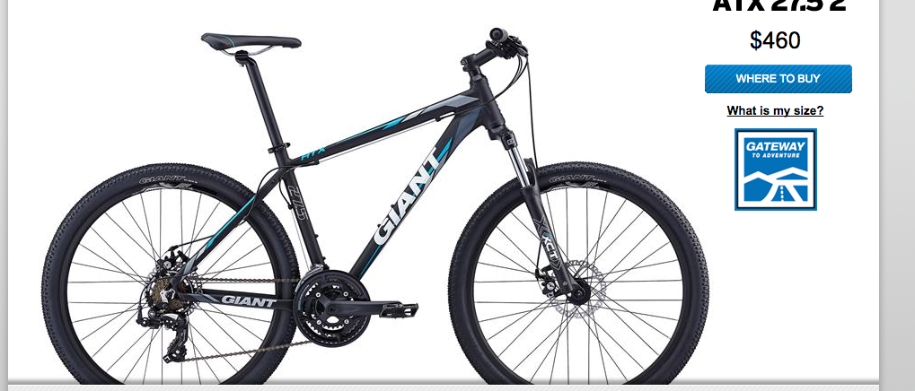 2016 Giant ATX Black, Blue, and White