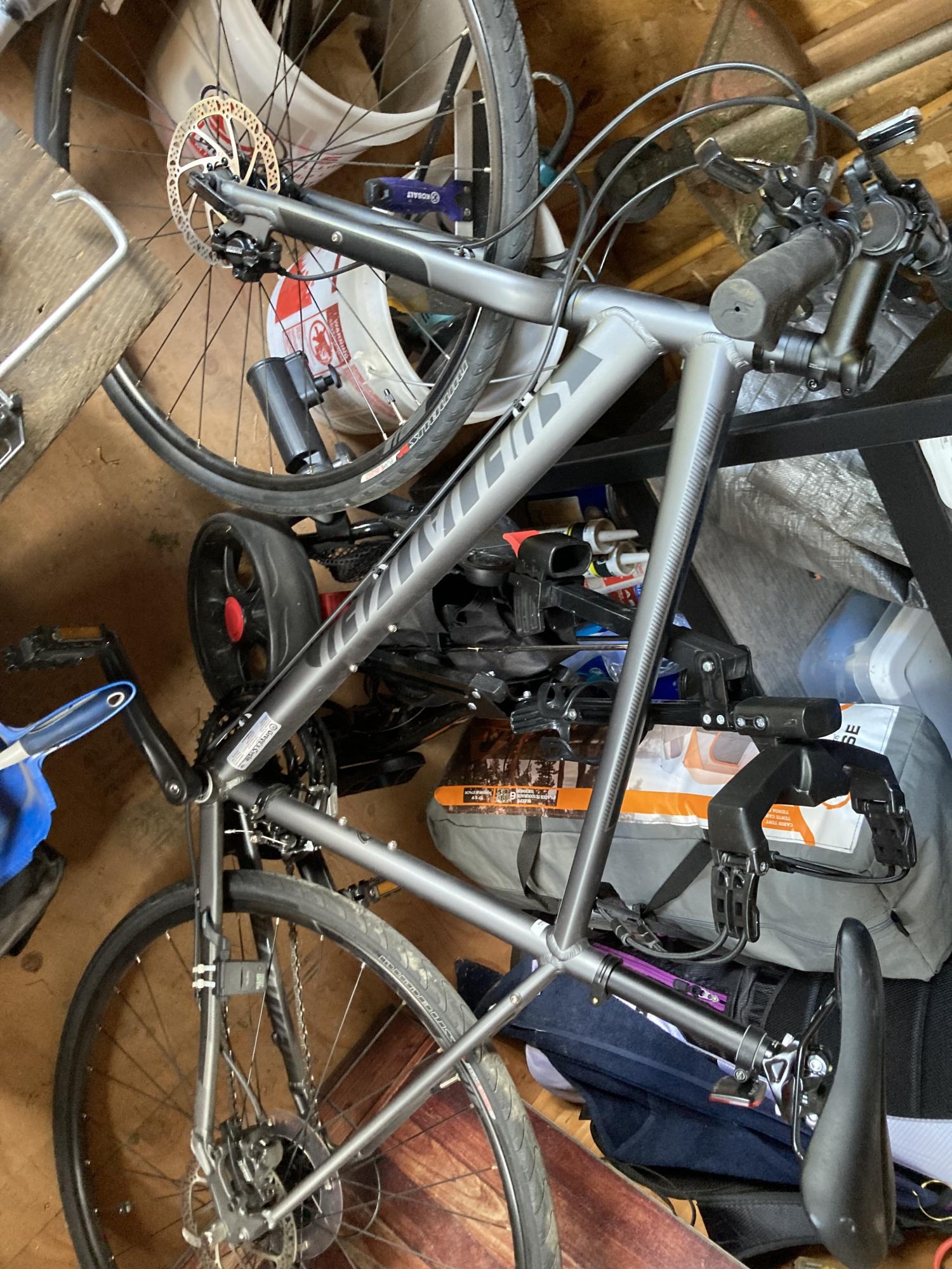 2017 Specialized Sirrus Sport Silver, gray or bare metal and Silver, gray or bare metal