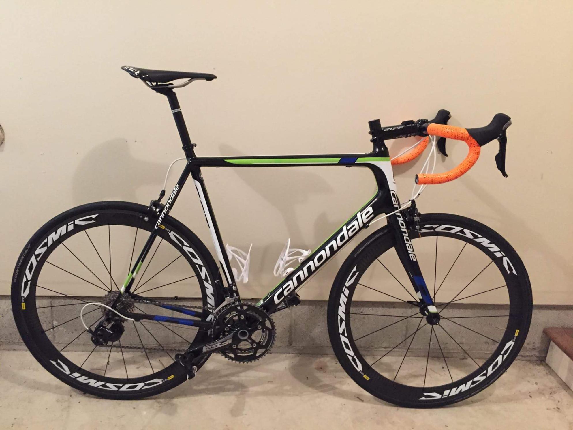 2015 Cannondale Supersix Evo 5 105 Black, Green, and White