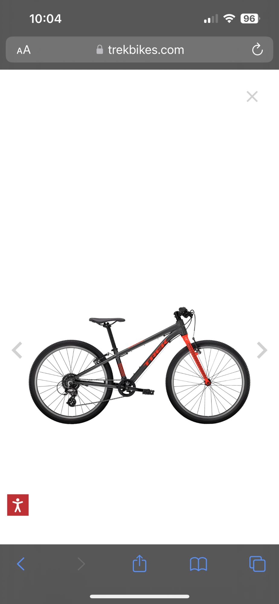 2023 Trek Wahoo 24 Silver, gray or bare metal and Red