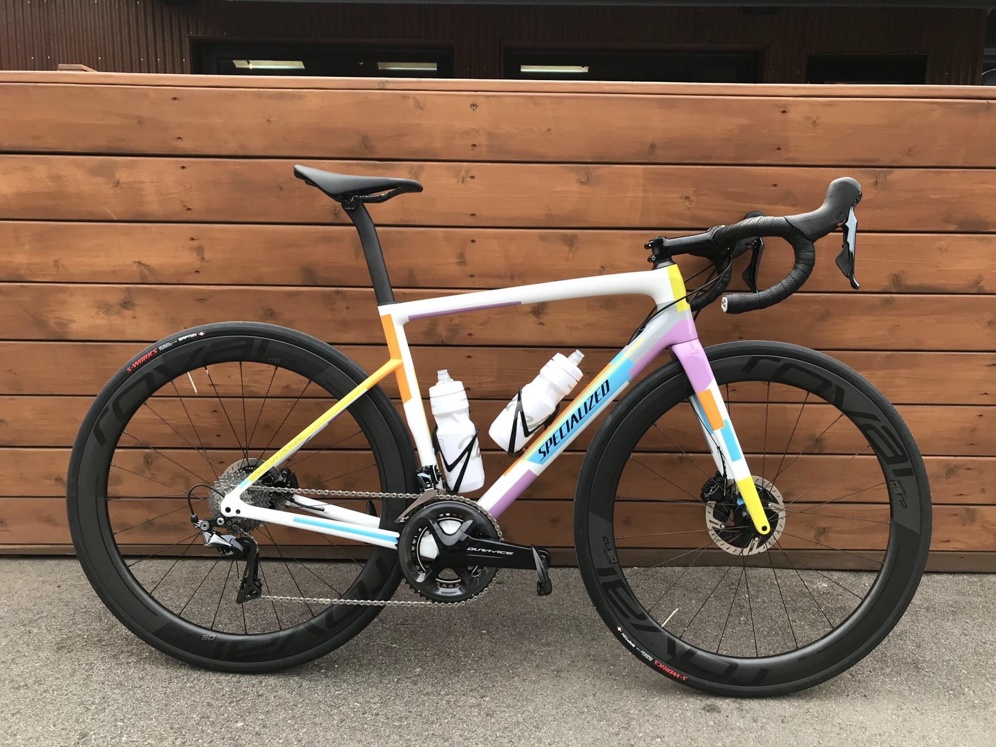 2019 Specialized S-Works Tarmac SL6 Disc White, Blue, and Pink