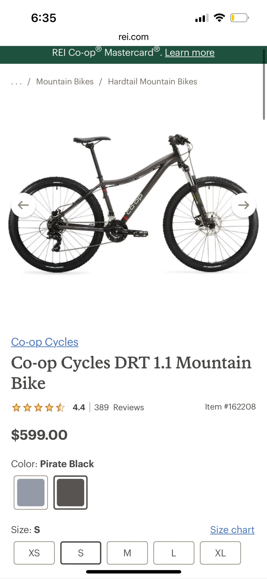 2023 REI Co-op DRT 1.1 size small Black