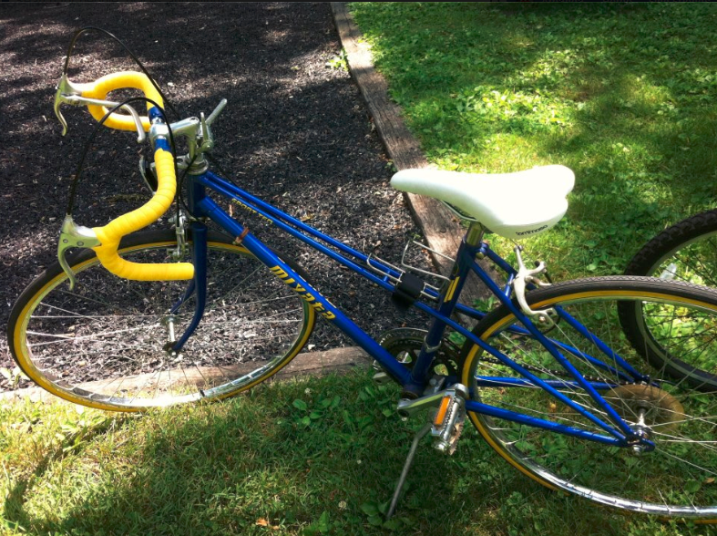 1980 Miyata Unsure/female frame  Blue and Yellow or Gold