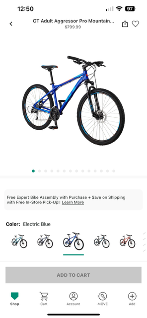 GT Bicycles GT Adult Aggressor Pro Mountain Bike Blue