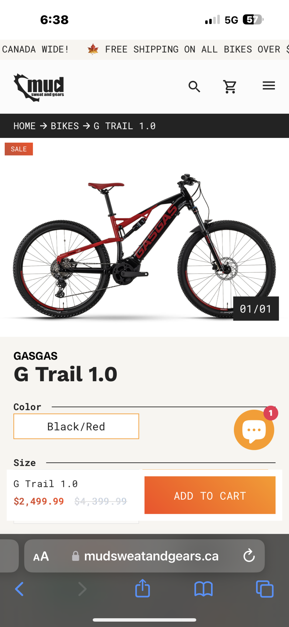 2024 Mud Sweat and Gears G Trail 1.0 Red and Black