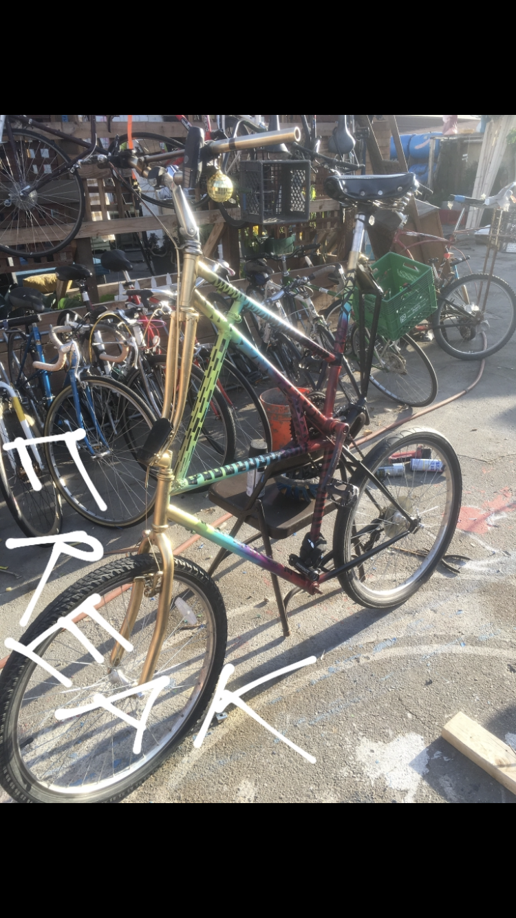 Home made Unknown tall bike Yellow or Gold, Red, and Green