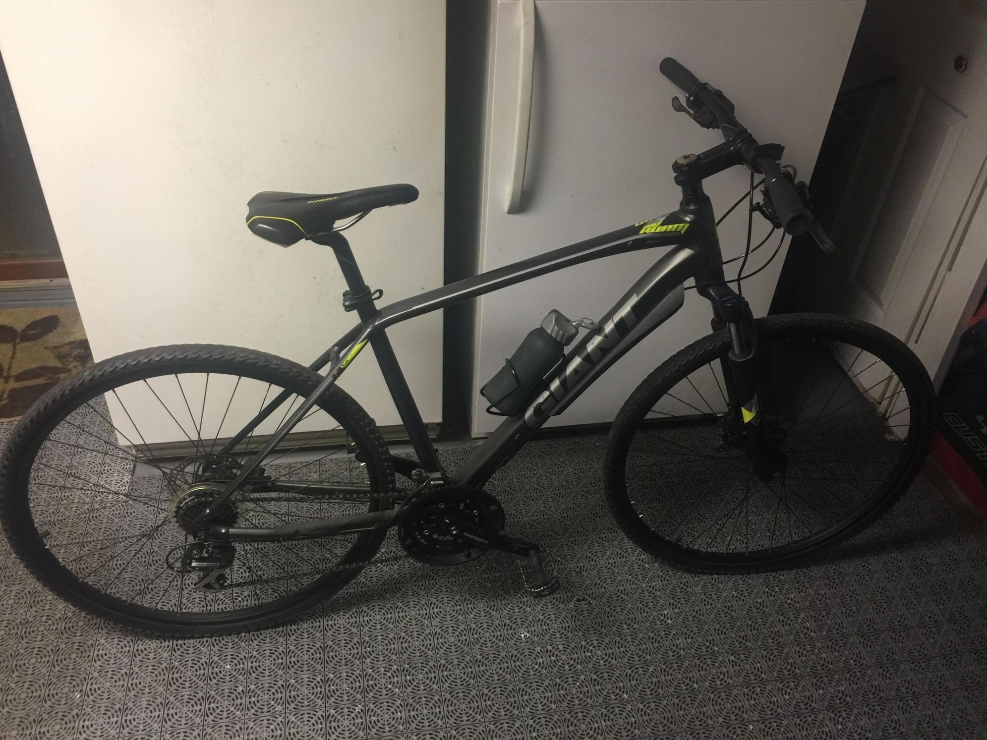 2017 Giant Roam 3 Silver, gray or bare metal and Yellow or Gold