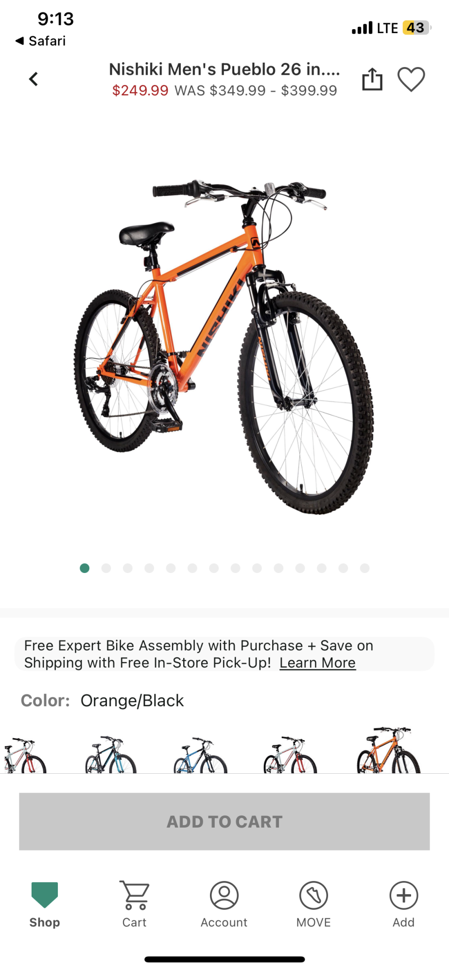 Nishiki 26 in. Mountain Bike Orange