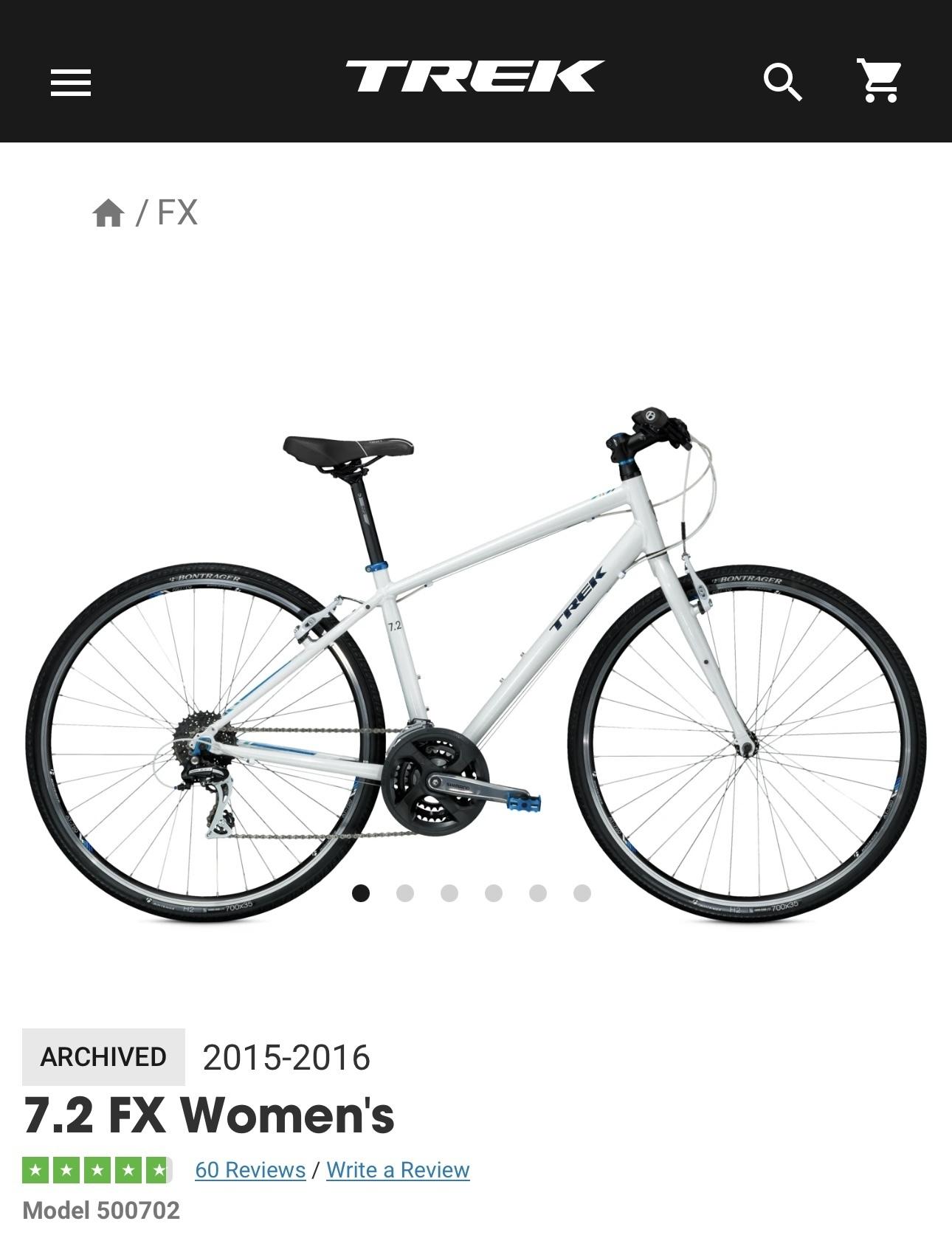 2015 Trek 7.2 FX WSD 19 SEEGLASS CRYSTAL WHITE White