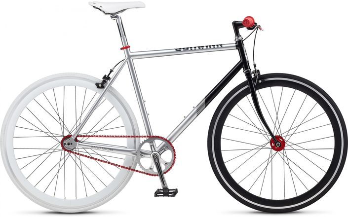 2011 Schwinn Madison Silver, gray or bare metal, Red, and Black