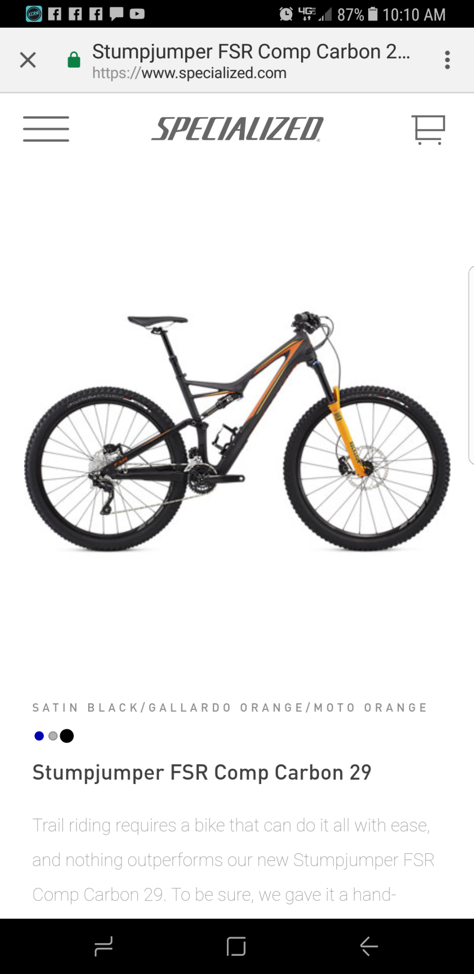 2016 Specialized stumpjumper carbon comp Black and Orange