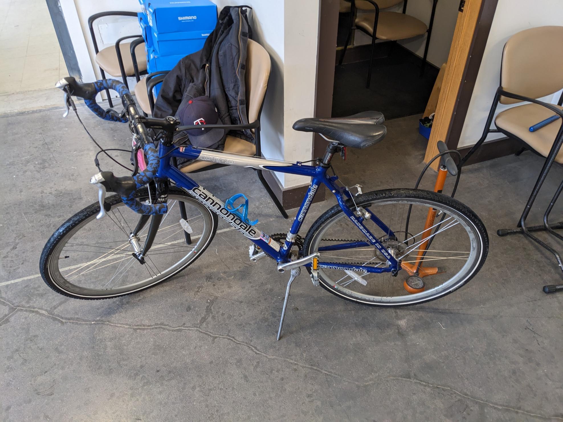 Cannondale Optico Blue and Silver, gray or bare metal