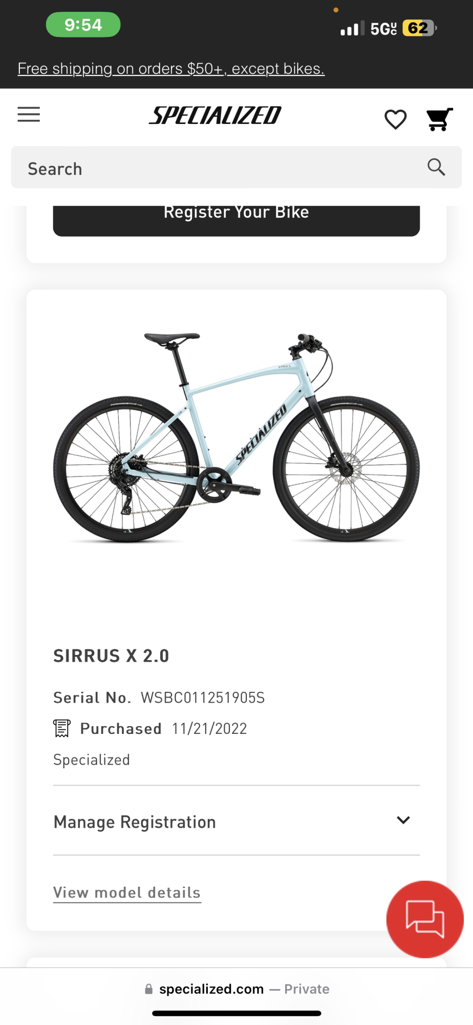 2023 Specialized Sirrus x 2.0 Blue and Black