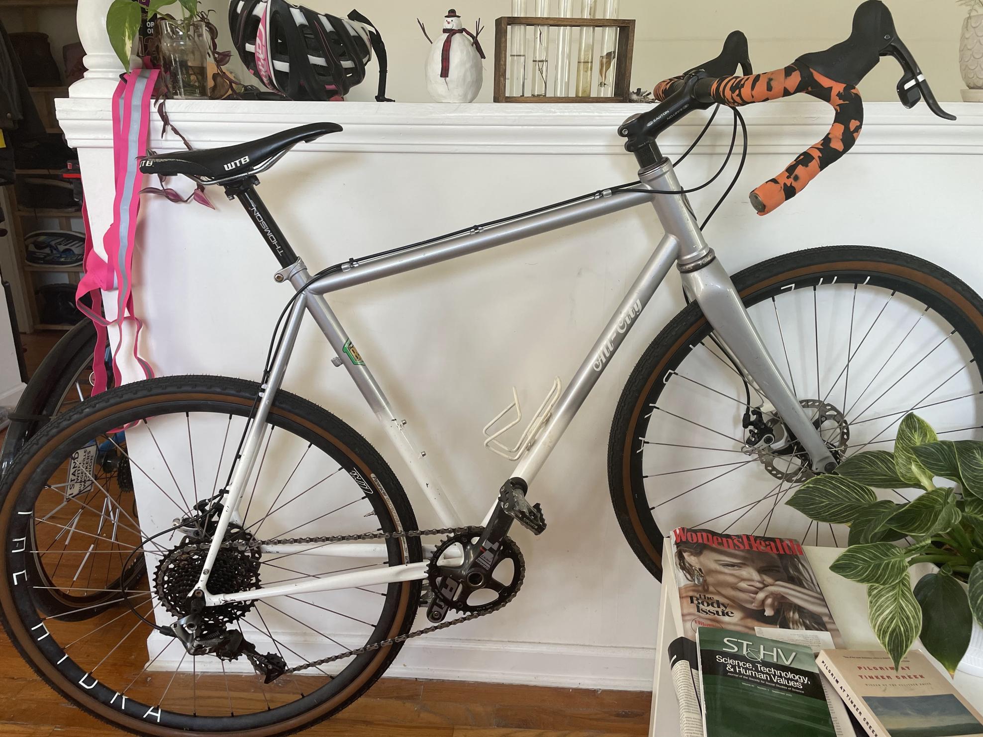 All City Macho King Silver, gray or bare metal and White