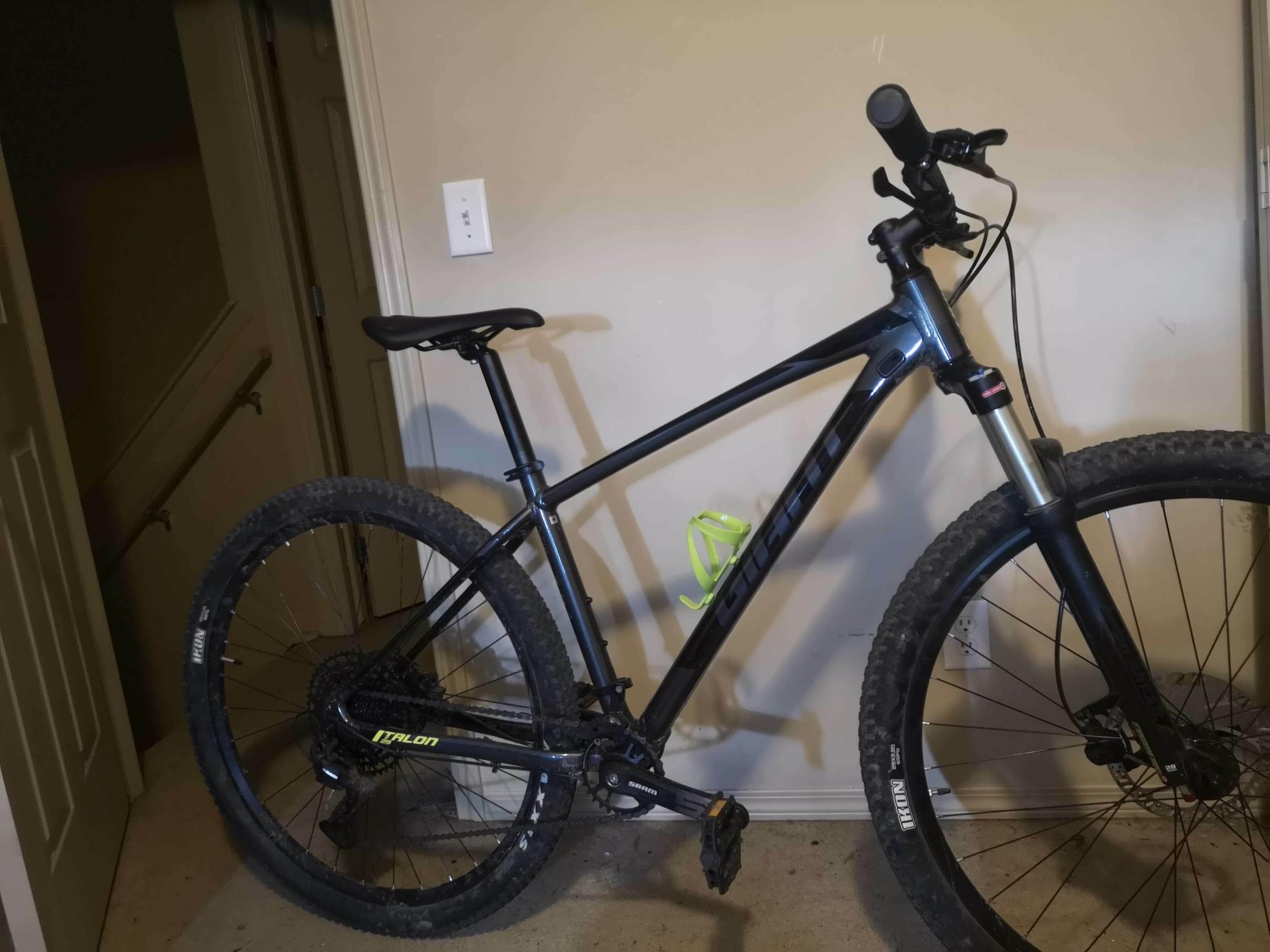 2020 Giant Talon Silver, gray or bare metal and Green