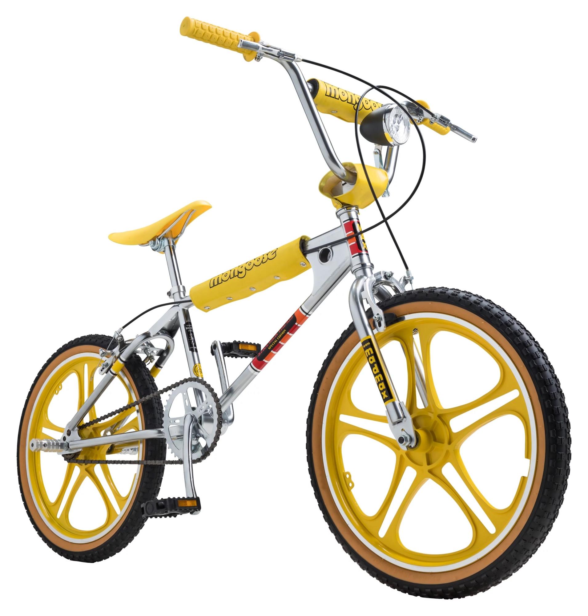 Mongoose BMX Yellow or Gold, Silver, gray or bare metal, and Black