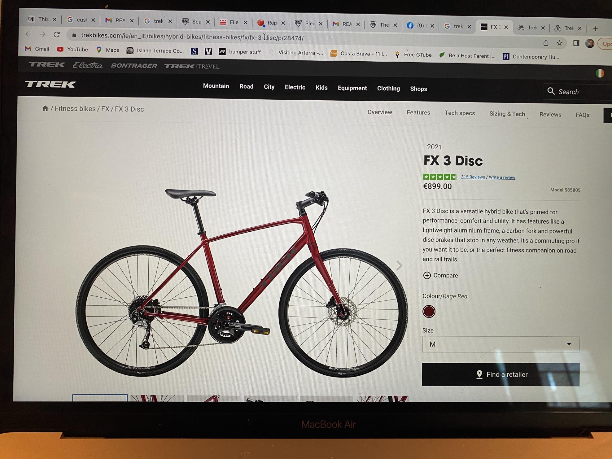 2021 Trek FX3 Disc Red