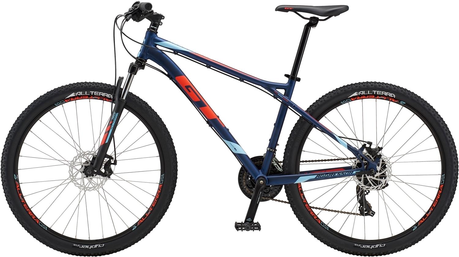 2018 GT Bicycles GT Aggressor Sport Men's Mountain Bike 2018 - Deep Navy Gloss Blue, Orange, and ...
