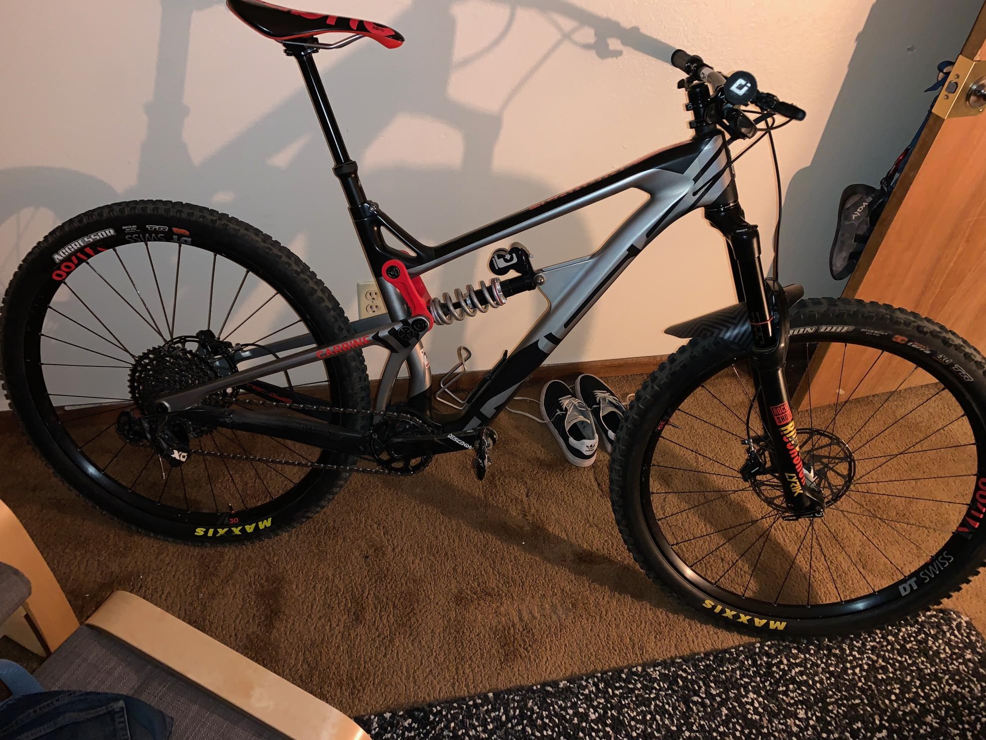 2018 Intense Carbine Black, Red, and Silver, gray or bare metal