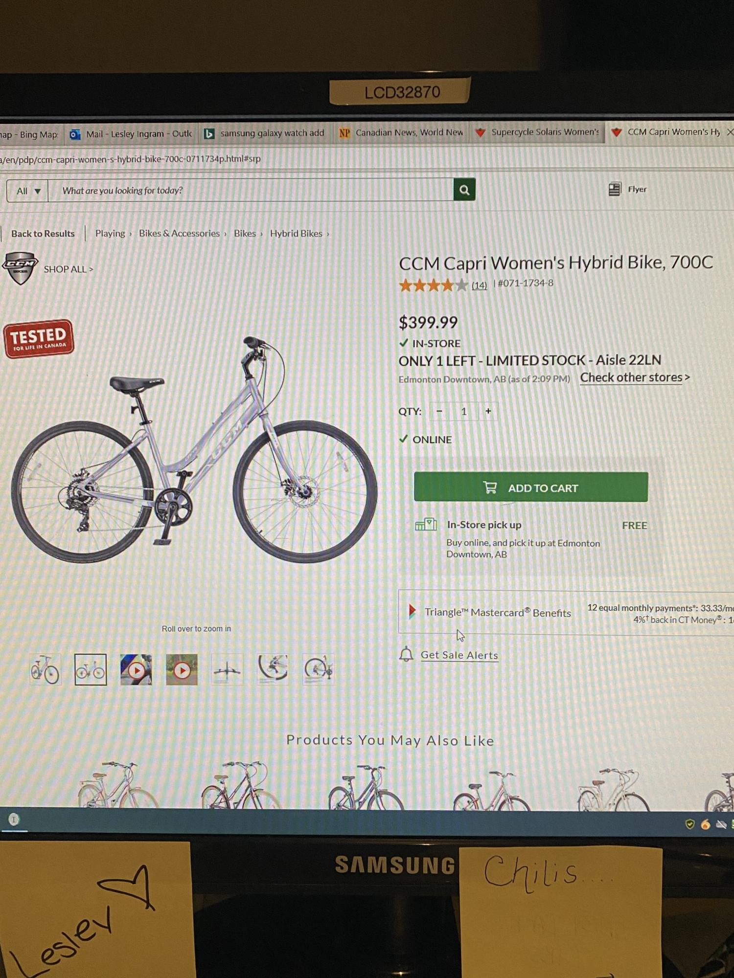 CCM Hybrid women’s cruiser 7 speed Purple