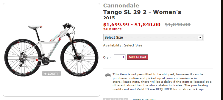 2014-2015 Cannondale Tango SL 29 Silver or Gray (the 2014 model looks identical to the 2015)