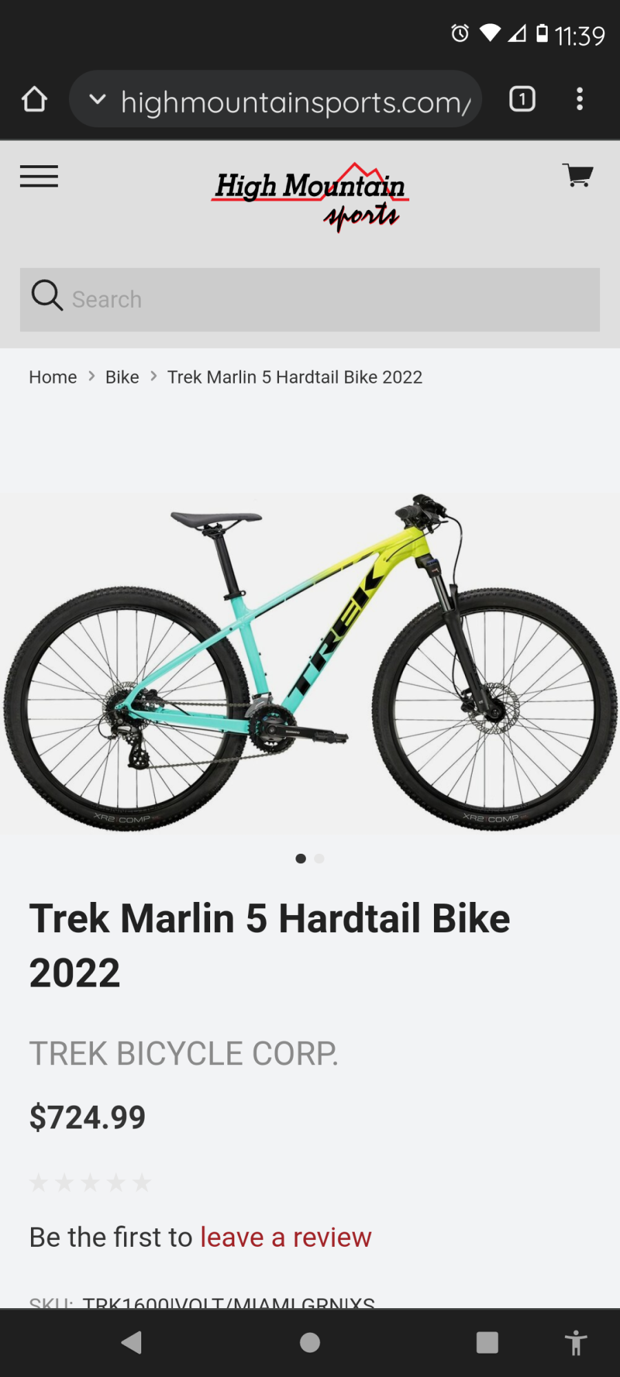 2021 Trek 5 Yellow or Gold, Blue, and Green