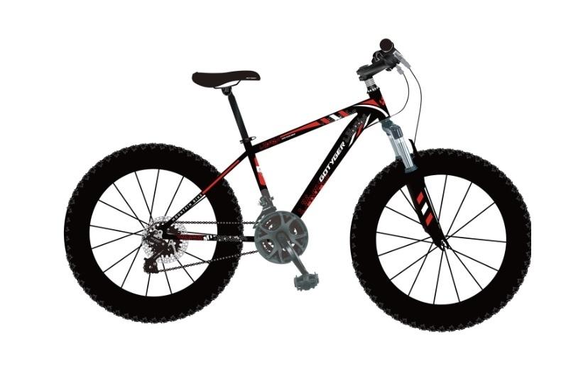 2025 Fat Tire Mountain Bike GoTyger Black, Red, and Orange
