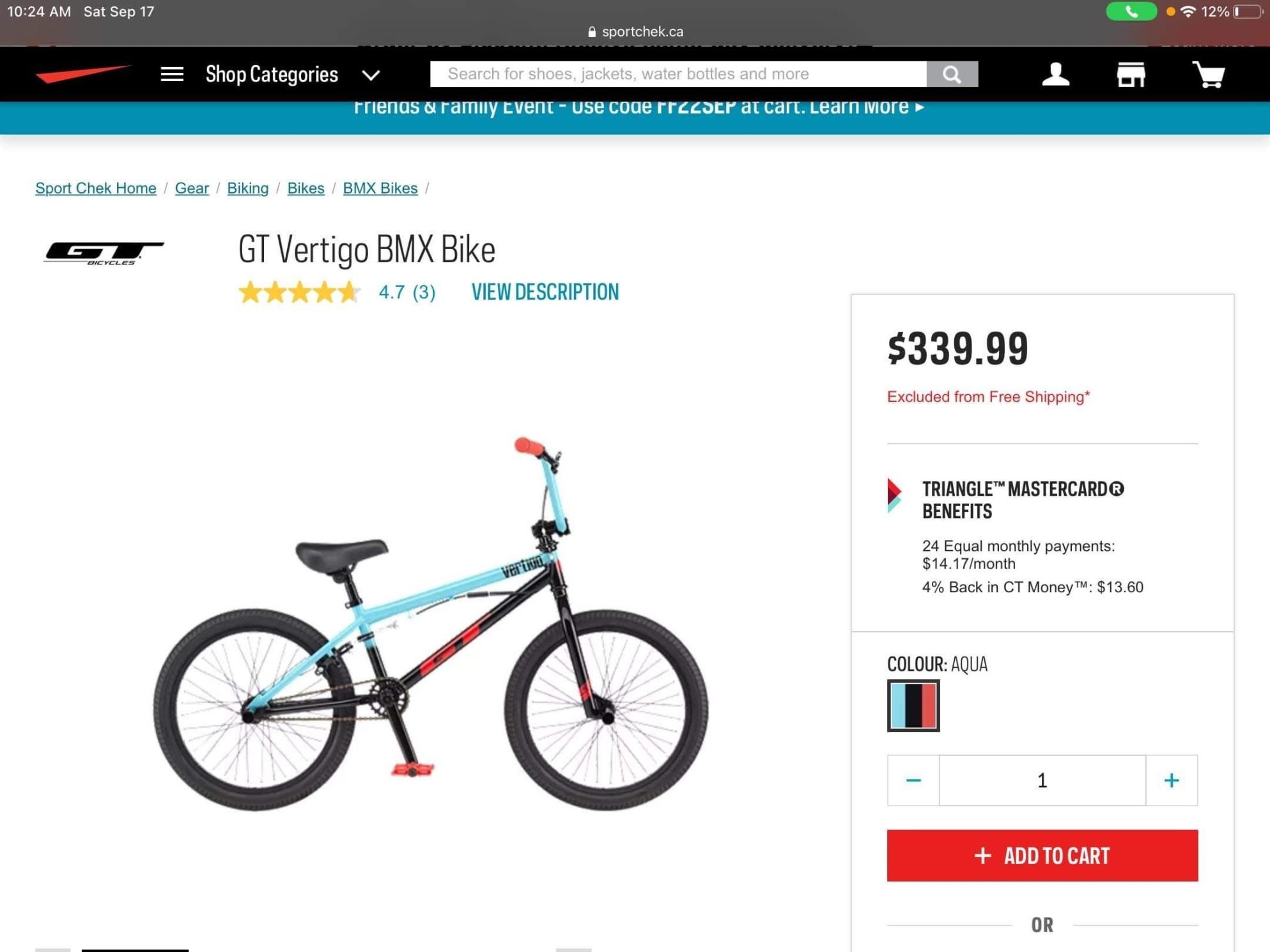 2022 GT Bicycles Vertigo BMX Blue